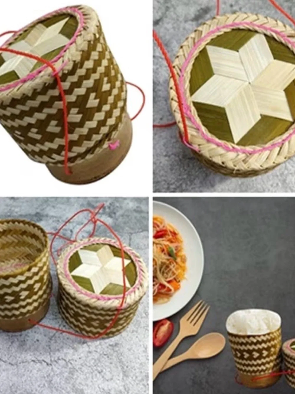 NWT Verve Thai Sticky Rice Basket~Handwoven Bamboo & 17 oz Sticky Rice